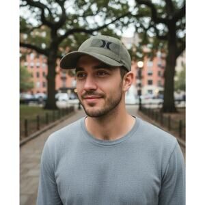 Hurley Flex Fit Phantom Block Cap, embroidered side logo, olive green, adult...